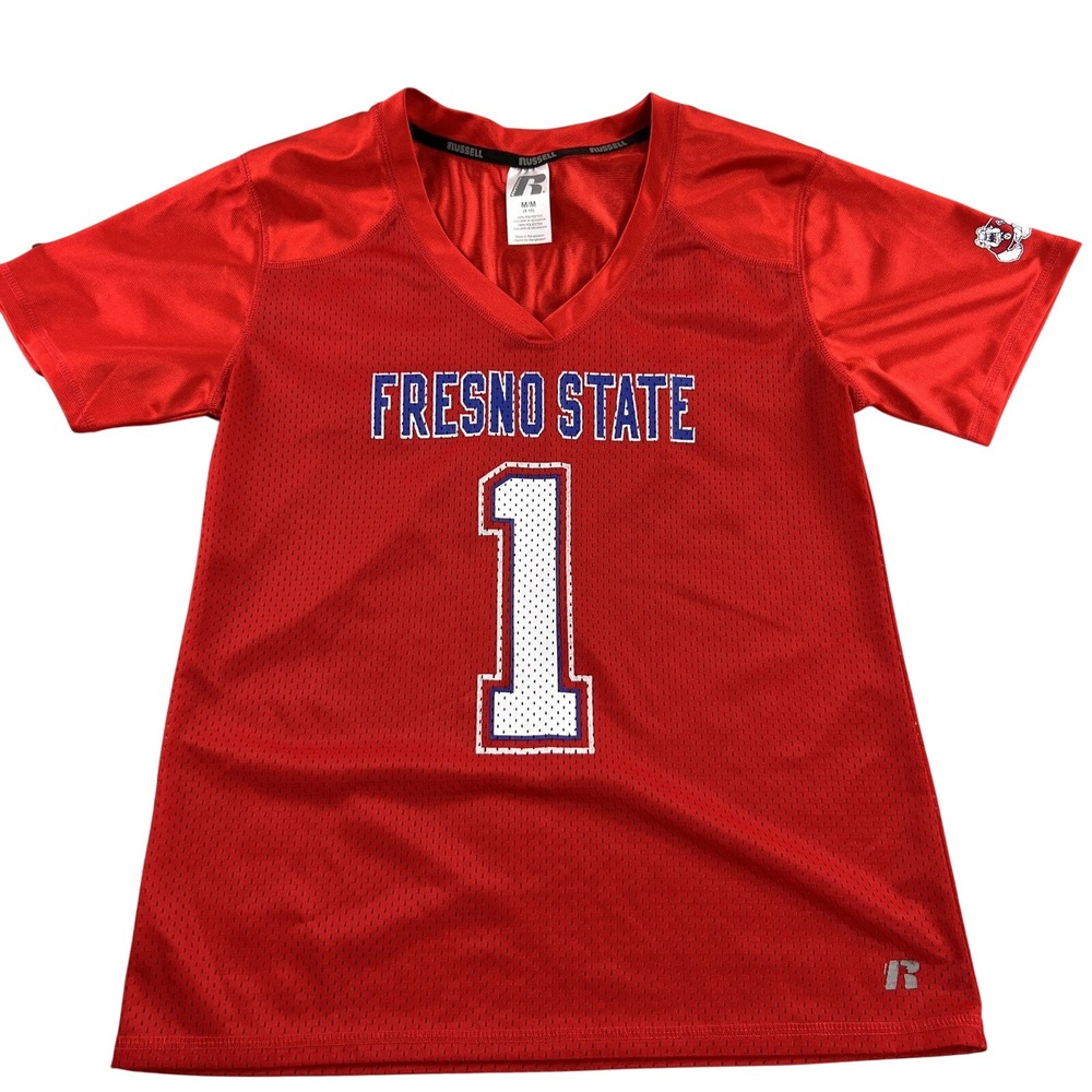 Russell Fresno State Bulldogs Football Jersey #1 Youth M 8/10 Red Kids Mesh NCAA